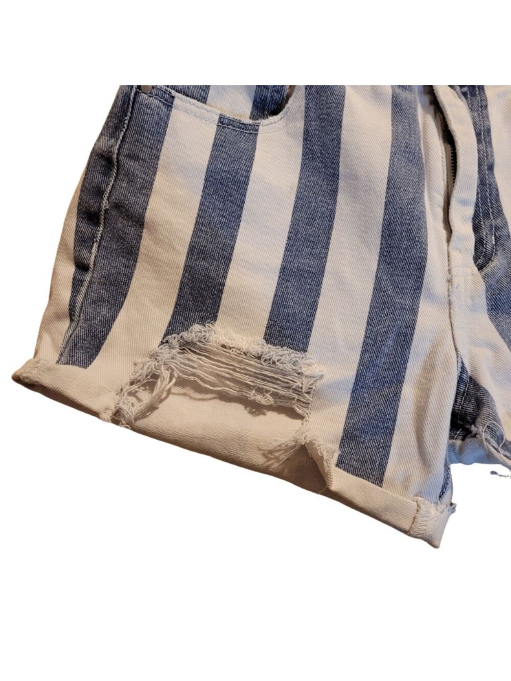 Vintage 90s PacSun Junior's Size 27 Retro Cut off Denim Shorts Mom Jean Striped - Picture 7 of 8